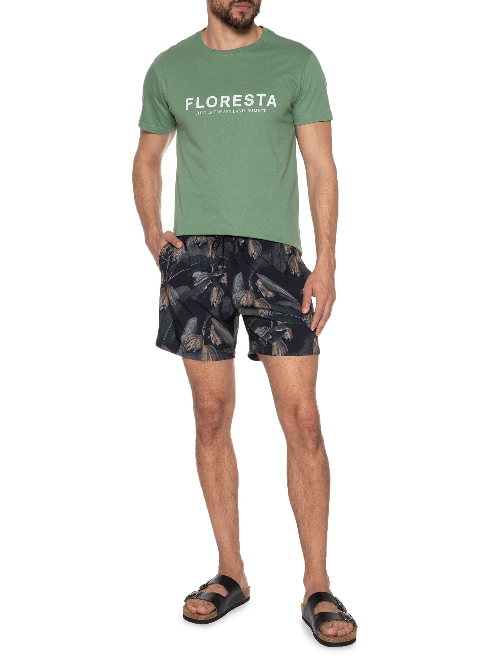 Short Masculina Praia Bananas Preto Foxton