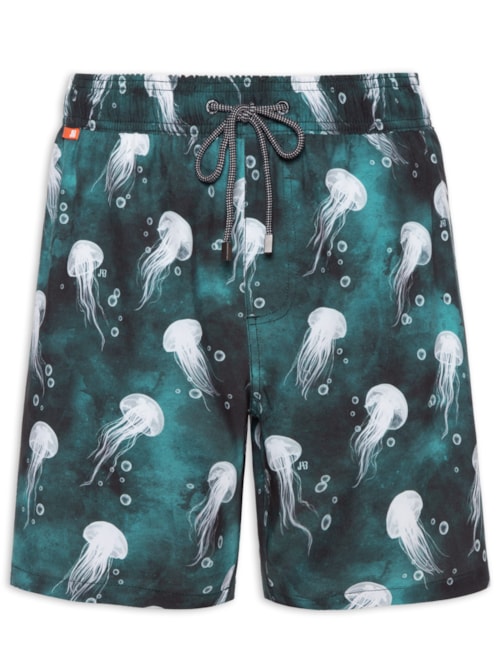 Short Masculino 4way Estampado Água Viva - Verde