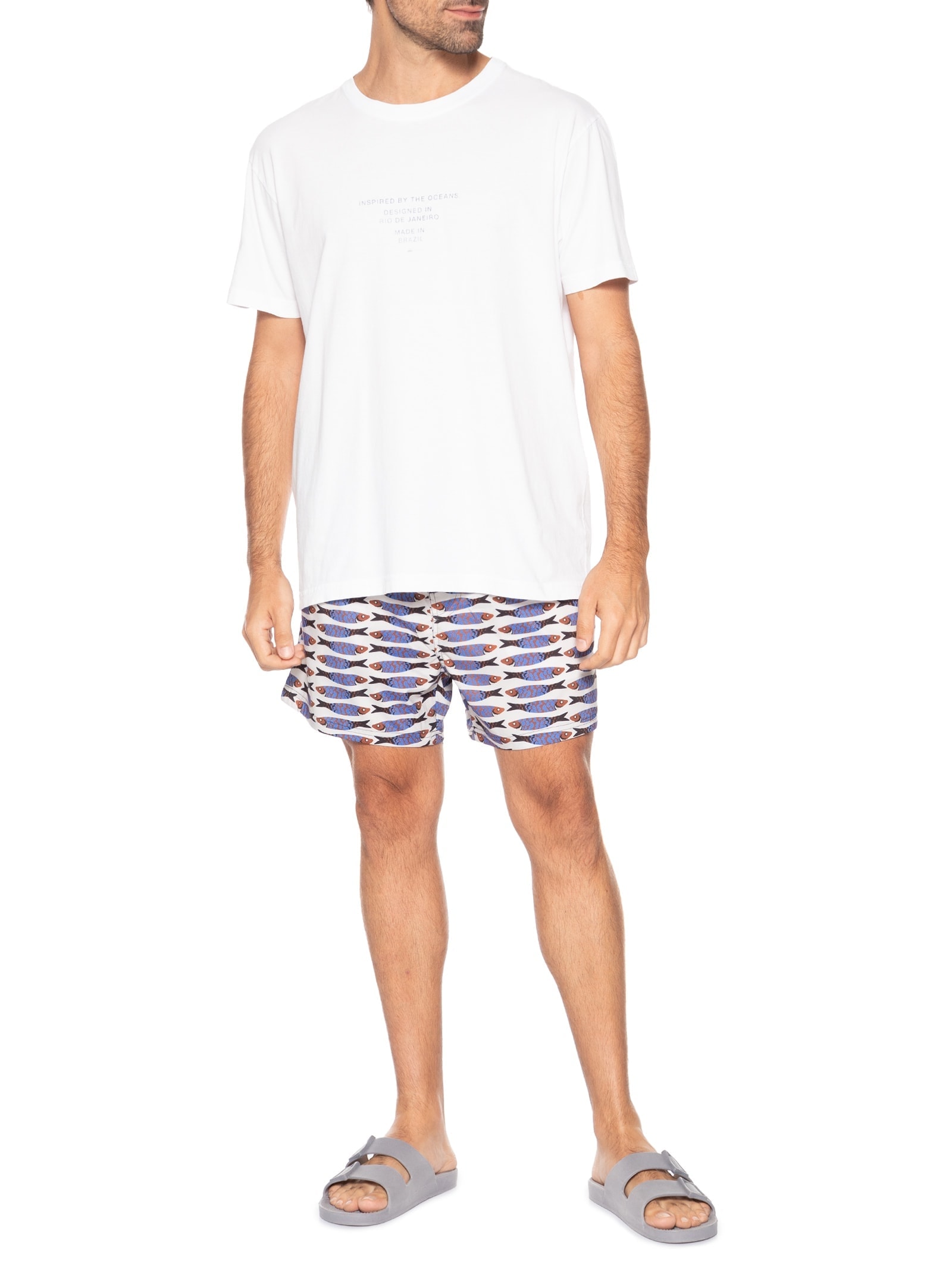 Short Masculino Beach Aquaone Flex Cardume Azul Osklen