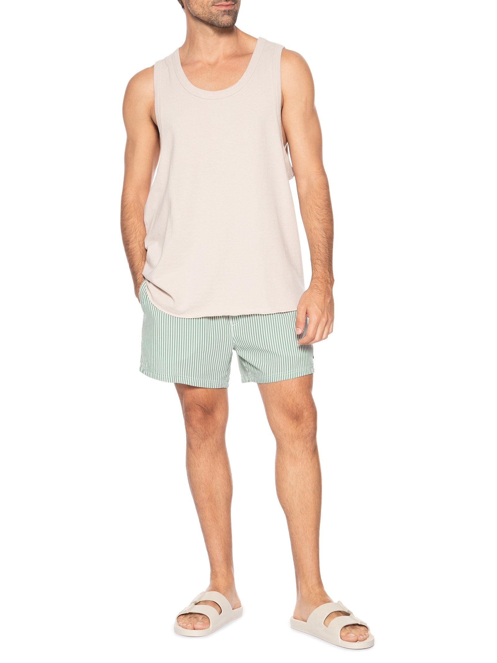 Short Masculino Beach Litoral Stripes Verde Osklen