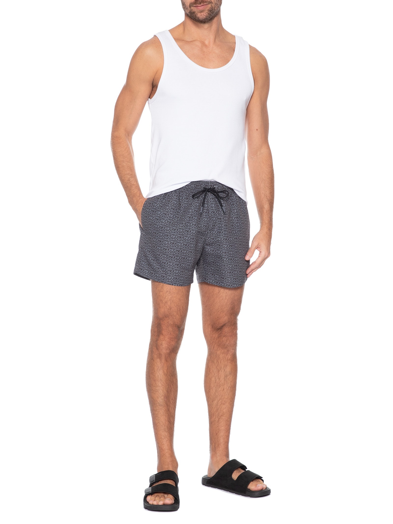 Short Masculino Beachwear Aaron Swim Preto Hugo