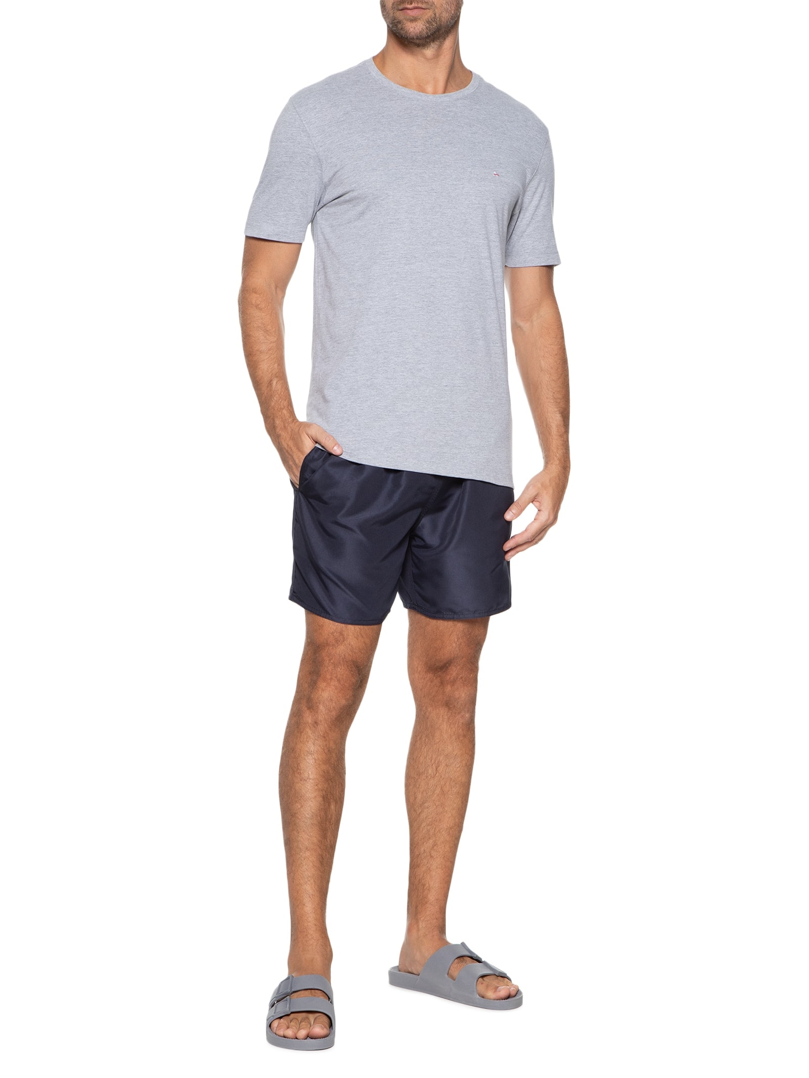 Short Masculino Beachwear Básico Azul Basiq Men