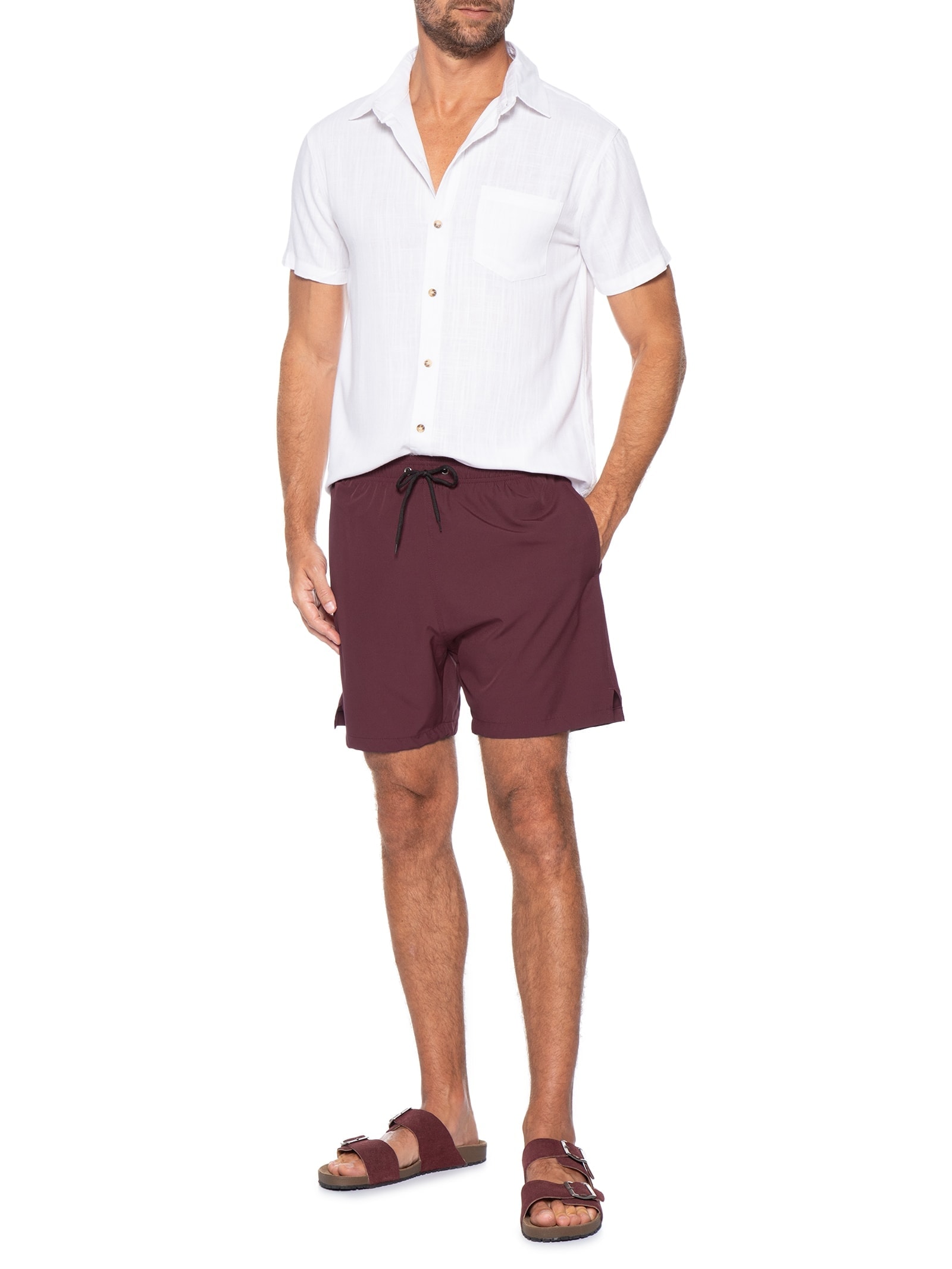 Short Masculino Beachwear Color Vermelho Basiq Men