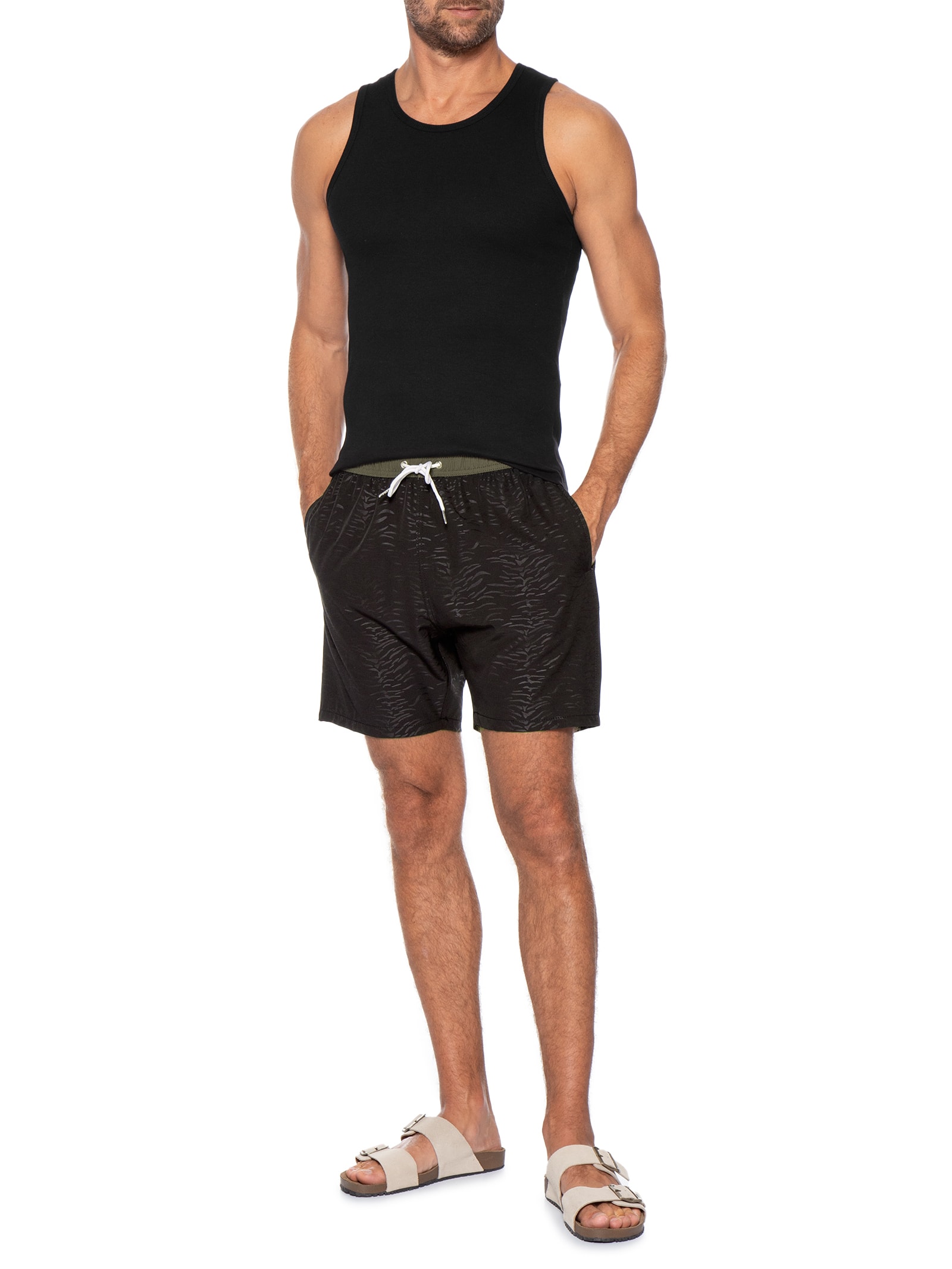 Short Masculino Beachwear Cós Color Preto Basiq Men