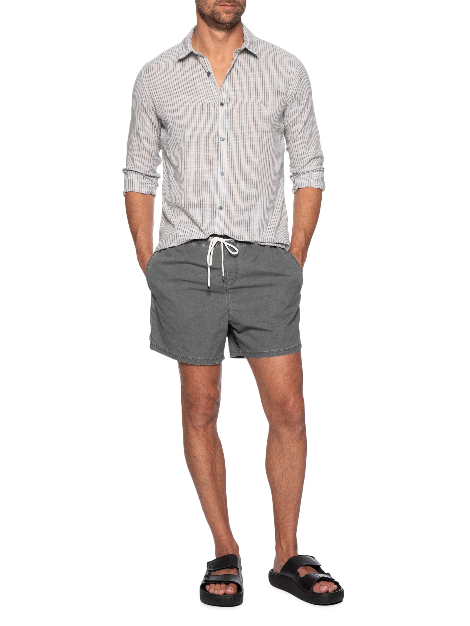 Short Masculino Beachwear Elástico Estonado Preto Reserva