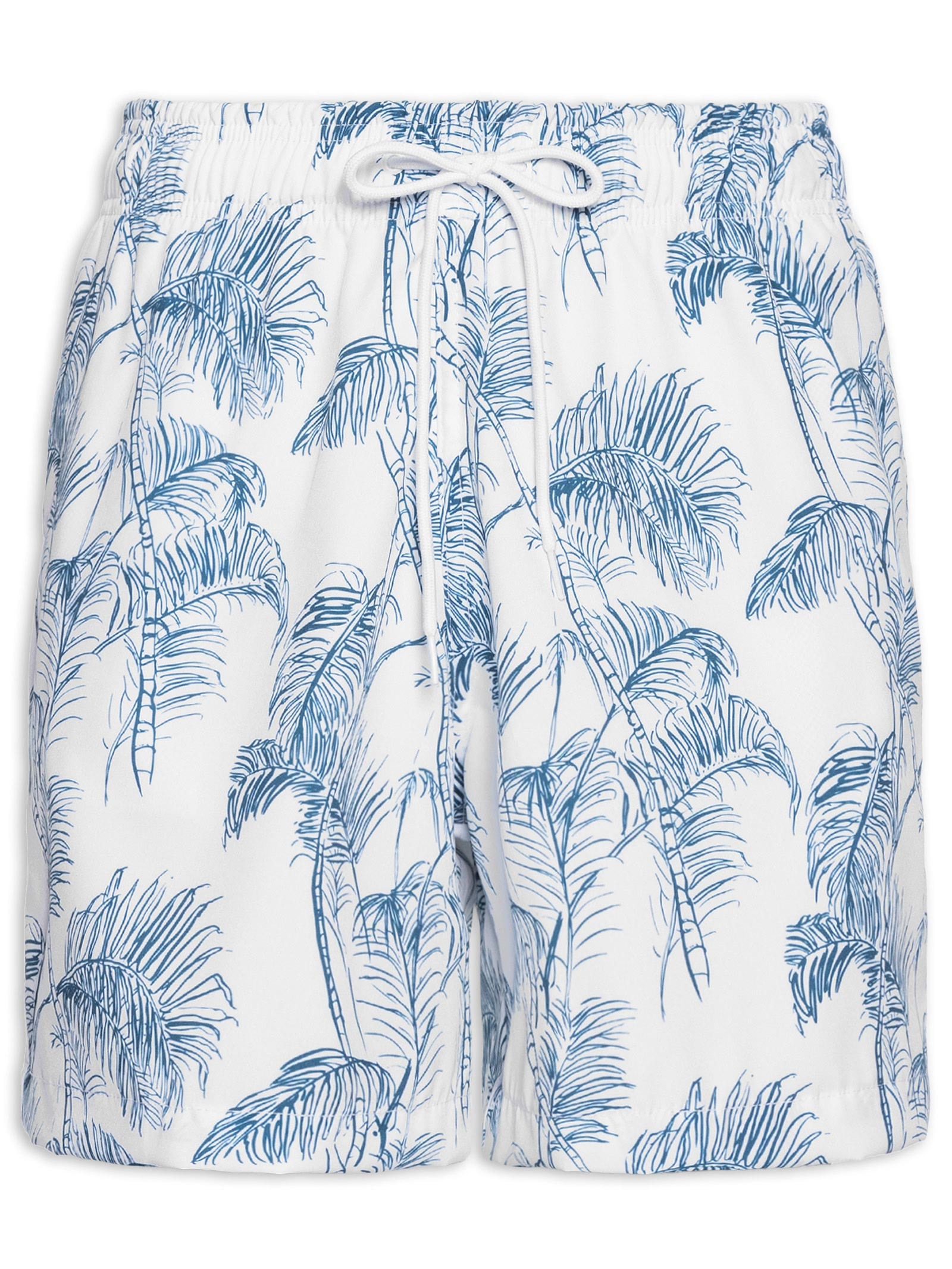 Short Masculino Beachwear Estampa Coqueiro Branco Basiq Men
