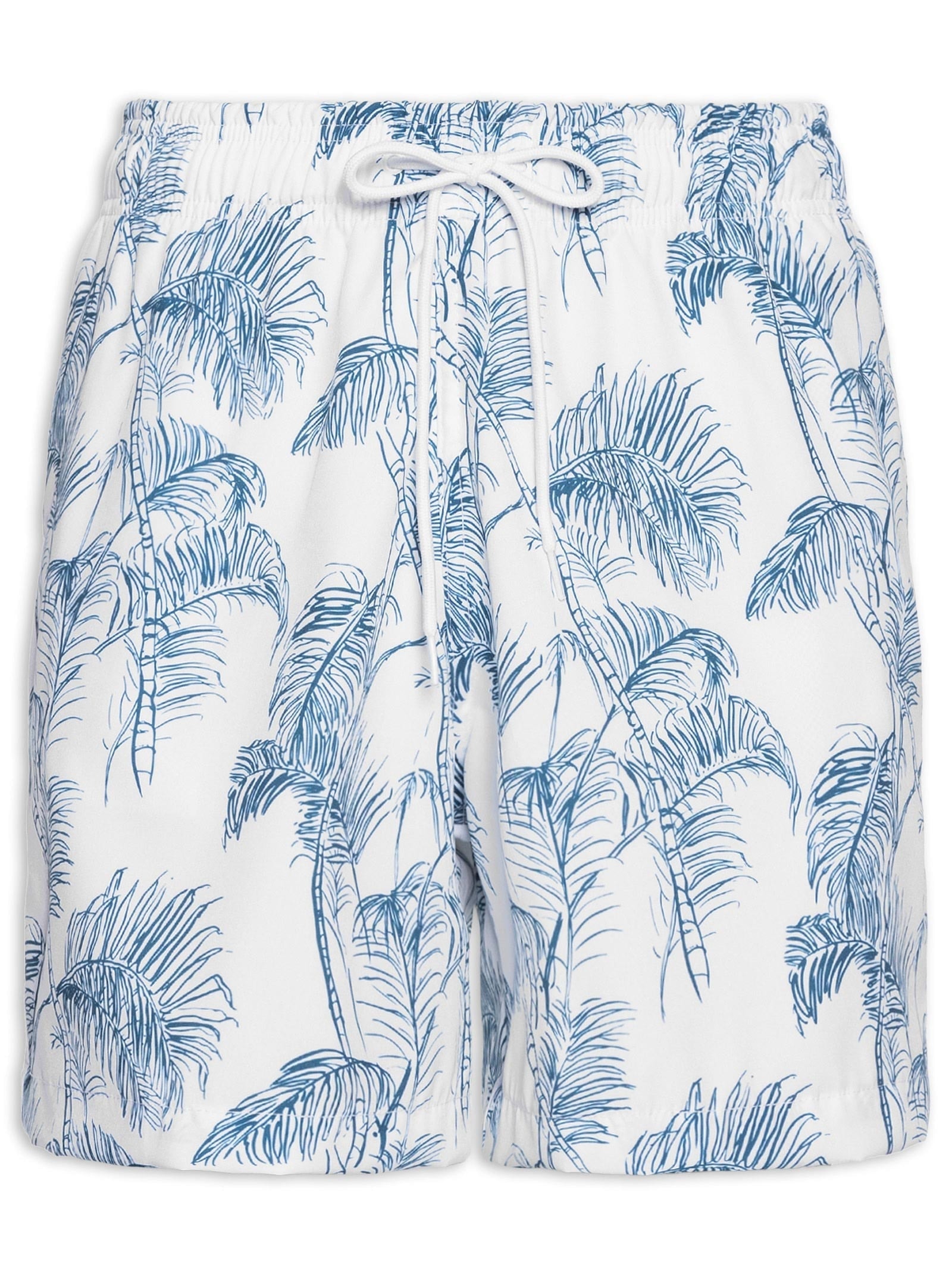Short Masculino Beachwear Estampa Coqueiro Branco Basiq Men