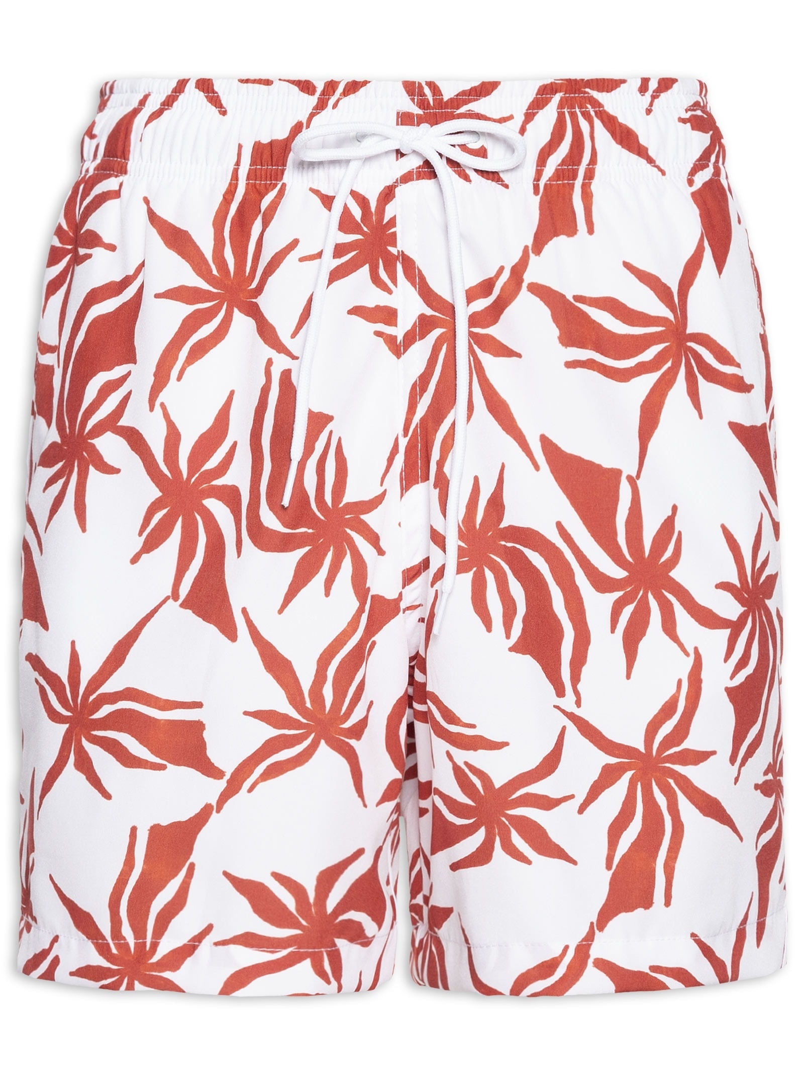 Short Masculino Beachwear Estampa Coqueiro Branco Basiq Men