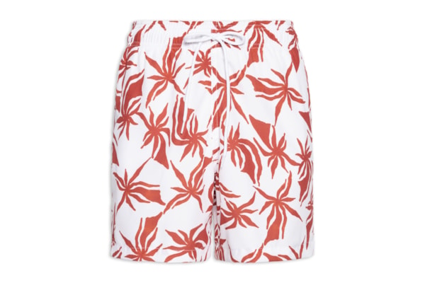 Short Masculino Beachwear Estampa Coqueiro - Branco