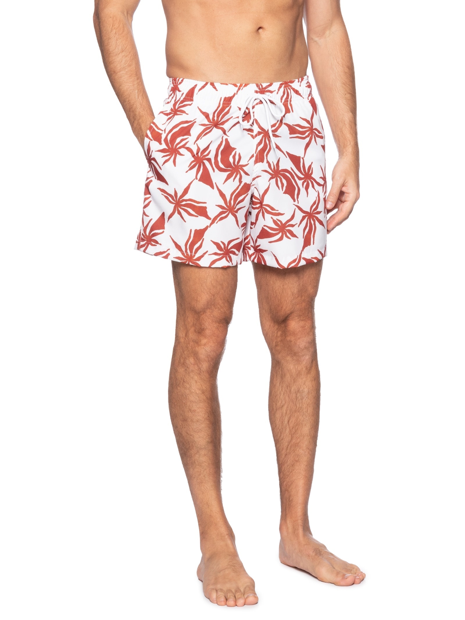Short Masculino Beachwear Estampa Coqueiro Branco Basiq Men
