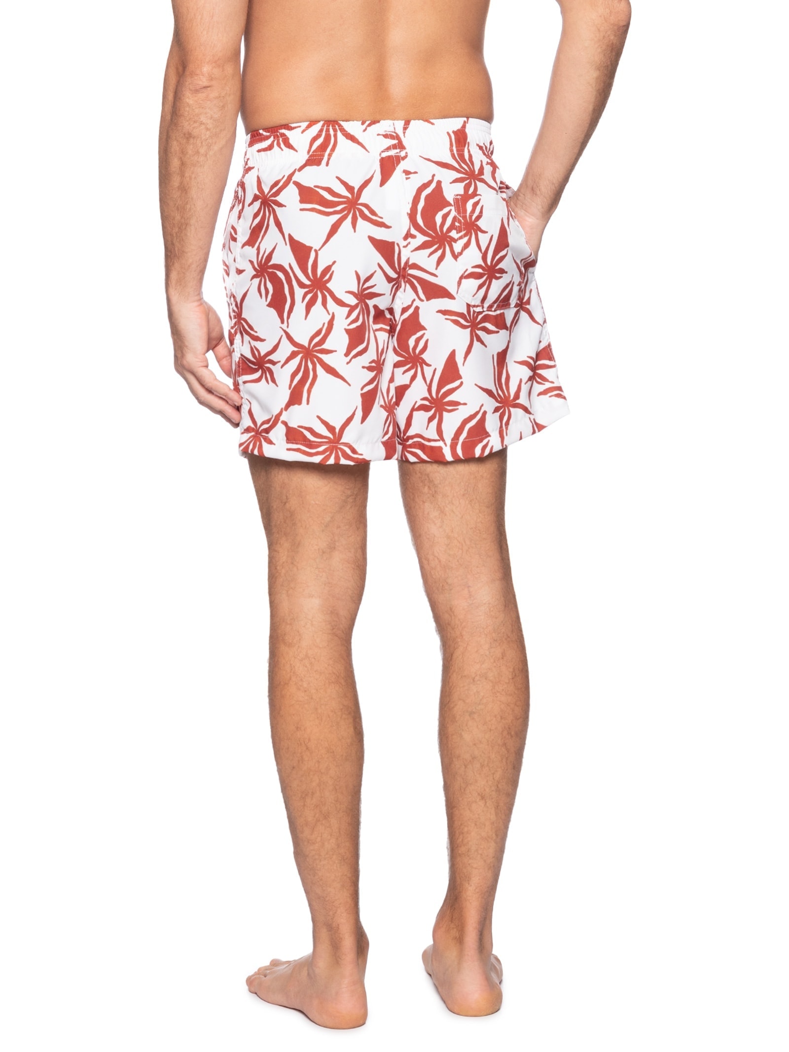 Short Masculino Beachwear Estampa Coqueiro Branco Basiq Men