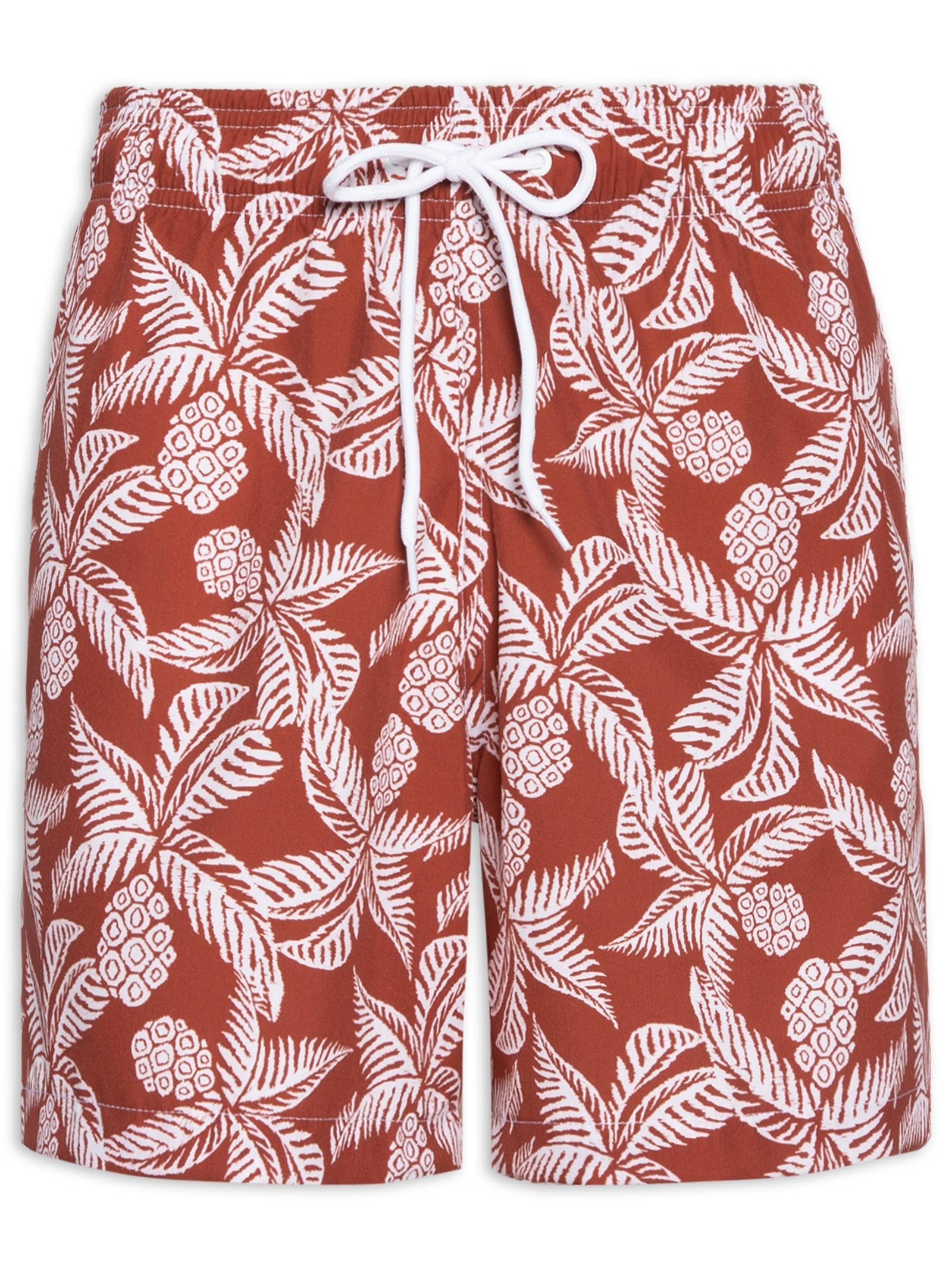 Short Masculino Beachwear Estampa Coqueiro Laranja Basiq Men