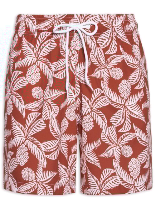 Short Masculino Beachwear Estampa Coqueiro – Laranja