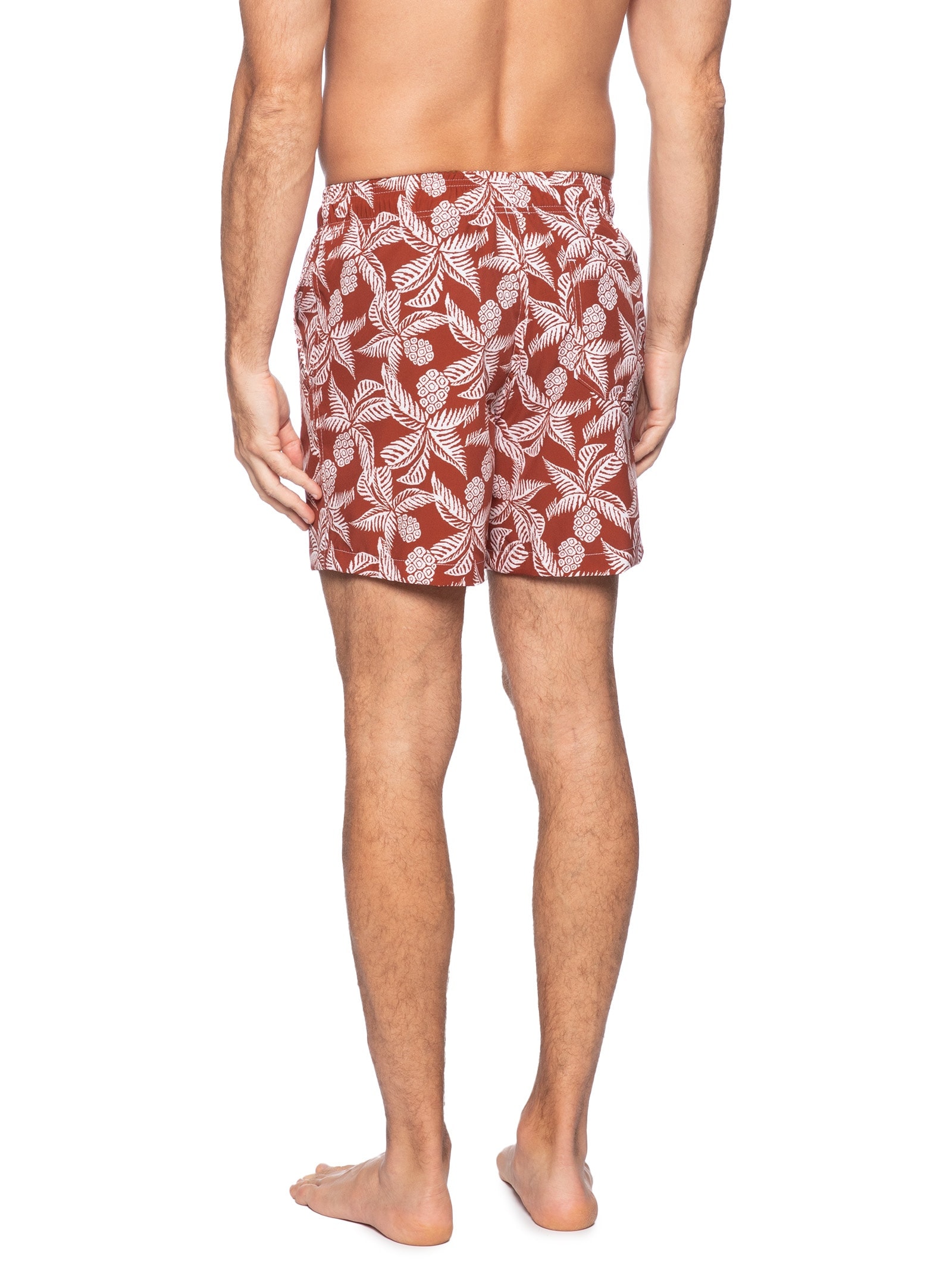 Short Masculino Beachwear Estampa Coqueiro Laranja Basiq Men
