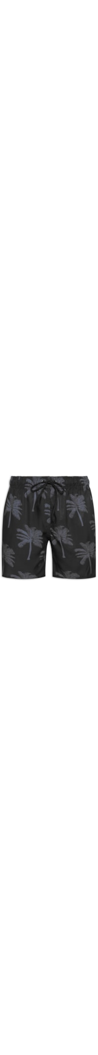 Short Masculino Beachwear Estampa Coqueiro - Preto