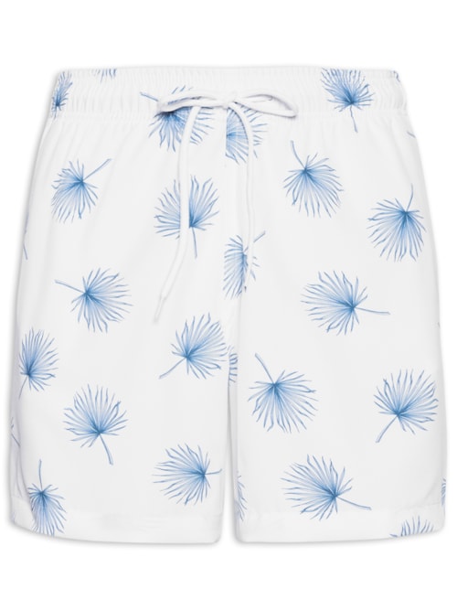Short Masculino Beachwear Estampa Dente De Leão – Branco