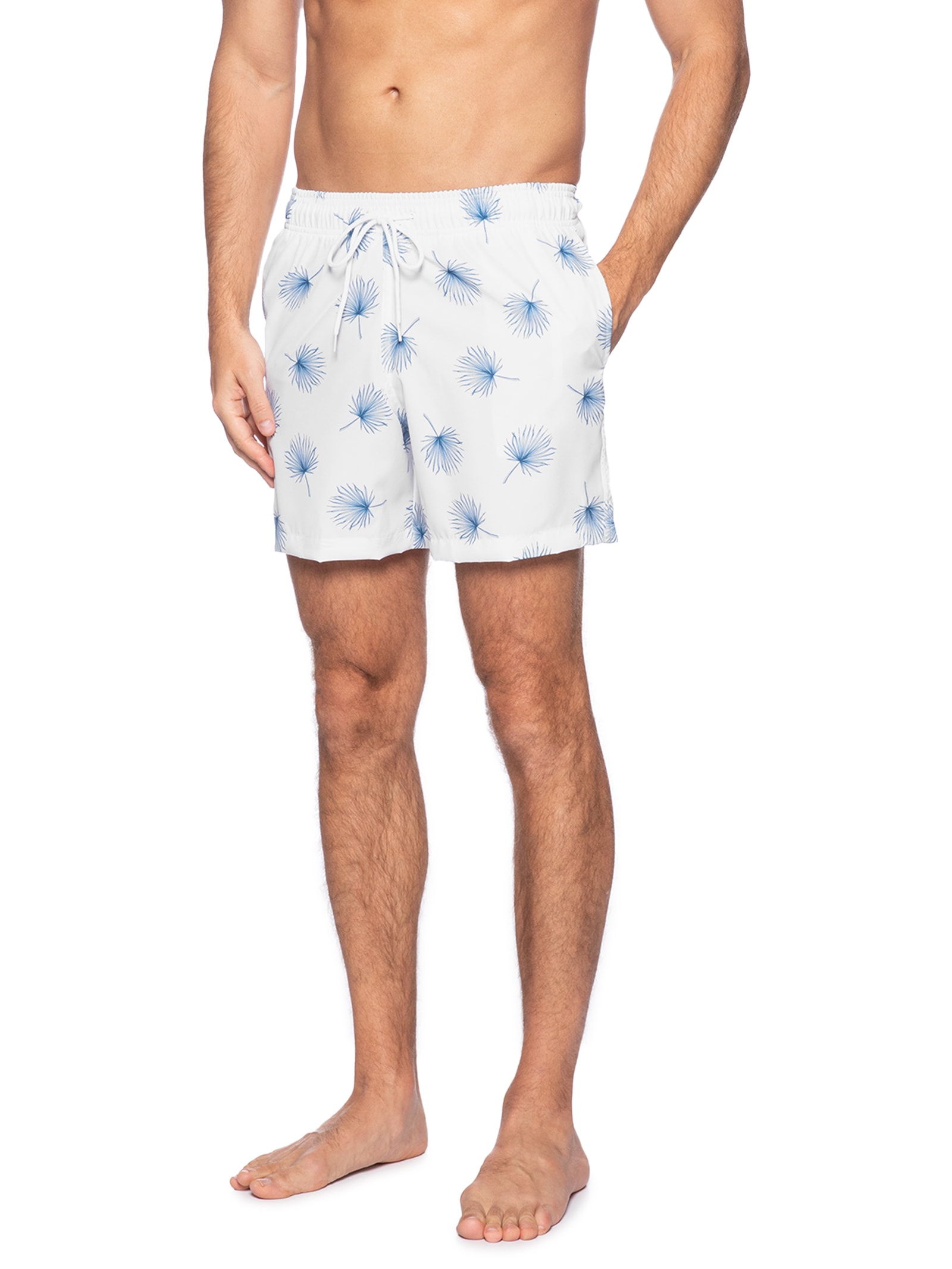 Short Masculino Beachwear Estampa Dente De Leão Branco Basiq Men
