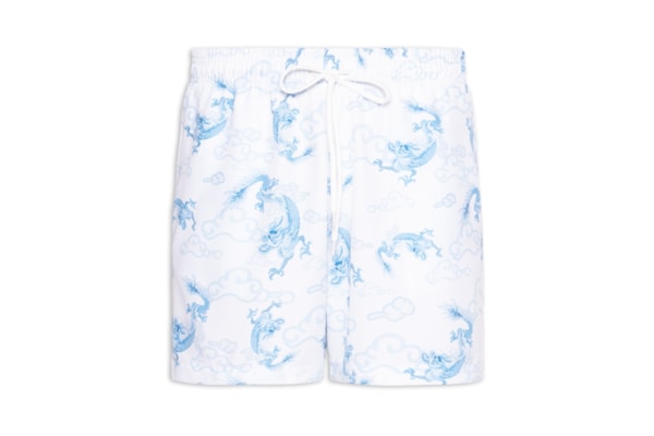 Short Masculino Beachwear Estampa Dragão - Branco