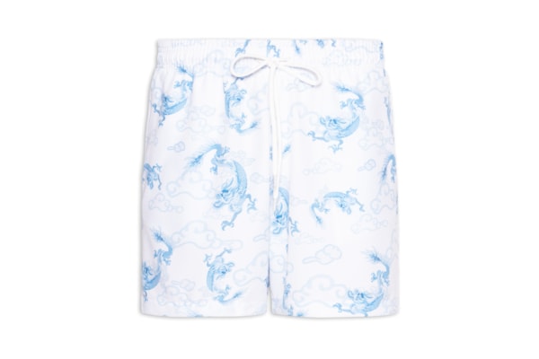 Short Masculino Beachwear Estampa Dragão - Branco