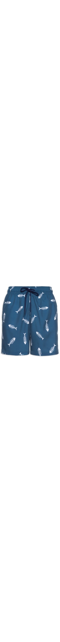Short Masculino Beachwear Estampa Espinha De Peixe - Azul