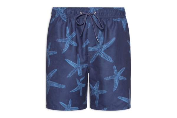 Short Masculino Beachwear Estampa Estrela do Mar - Azul