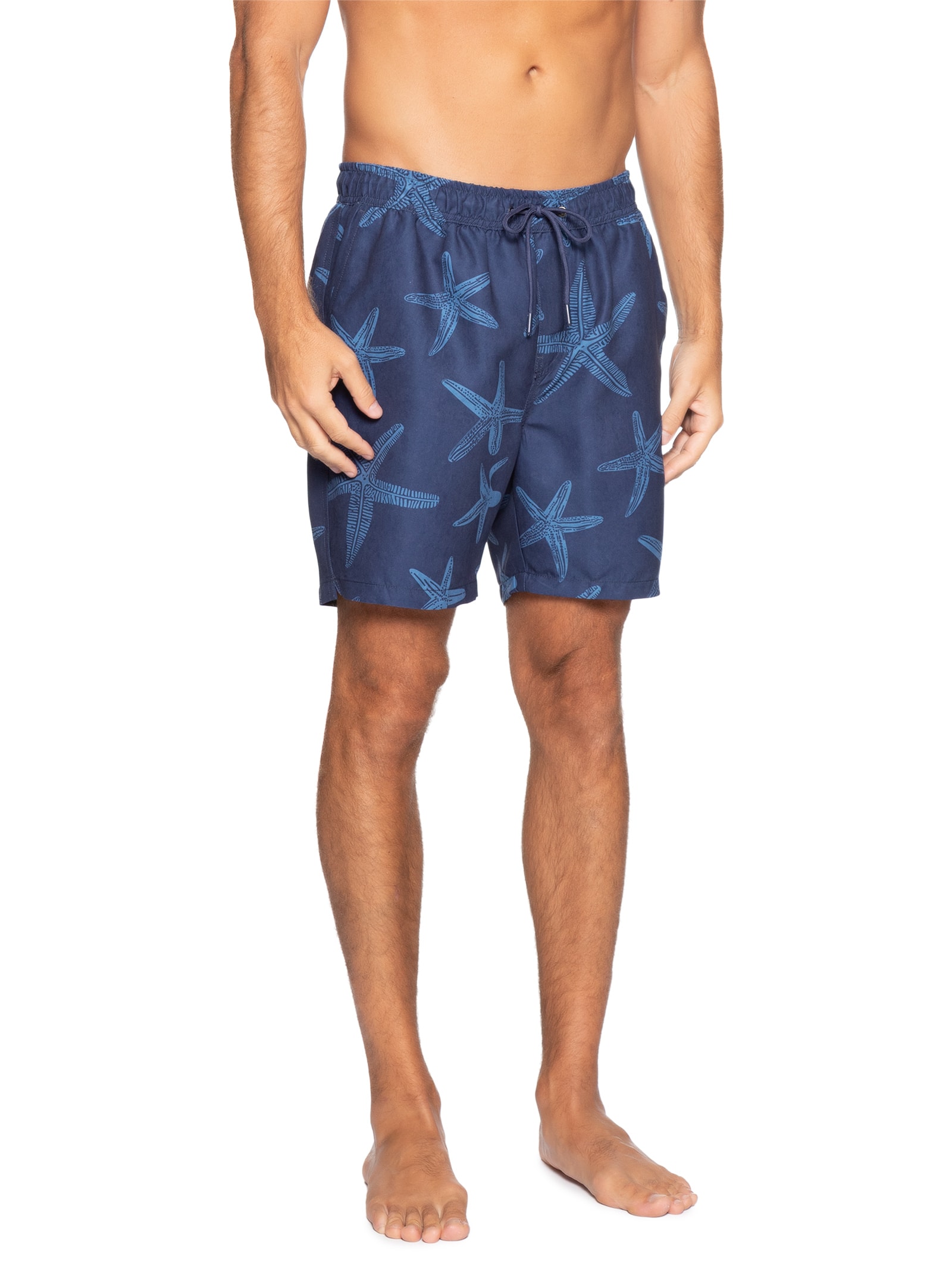 Short Masculino Beachwear Estampa Estrela do Mar Azul Basiq Men