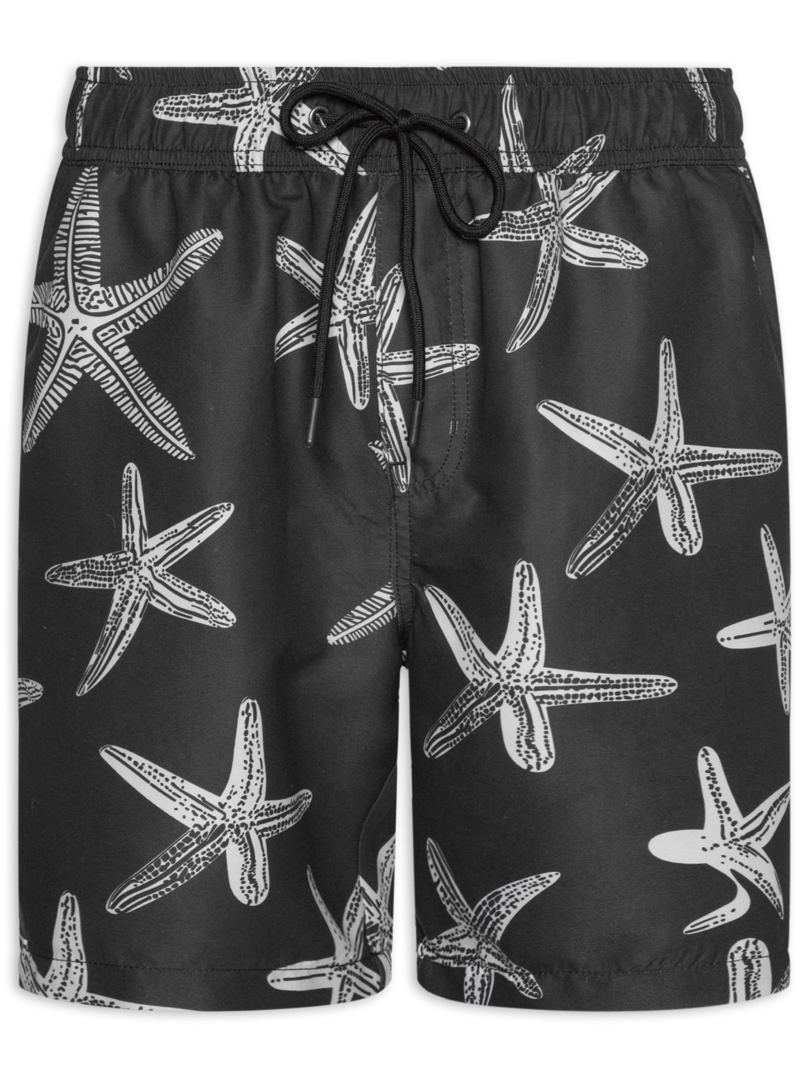 Short Masculino Beachwear Estampa Estrela do Mar Preto Basiq Men