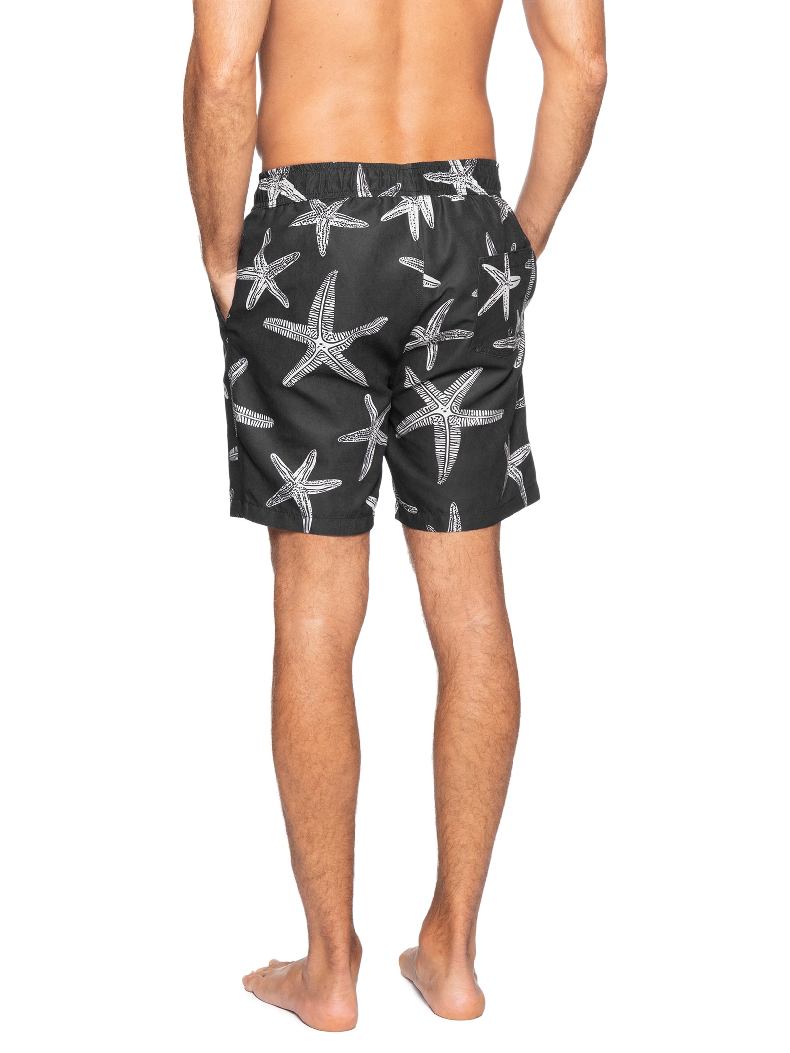 Short Masculino Beachwear Estampa Estrela do Mar Preto Basiq Men
