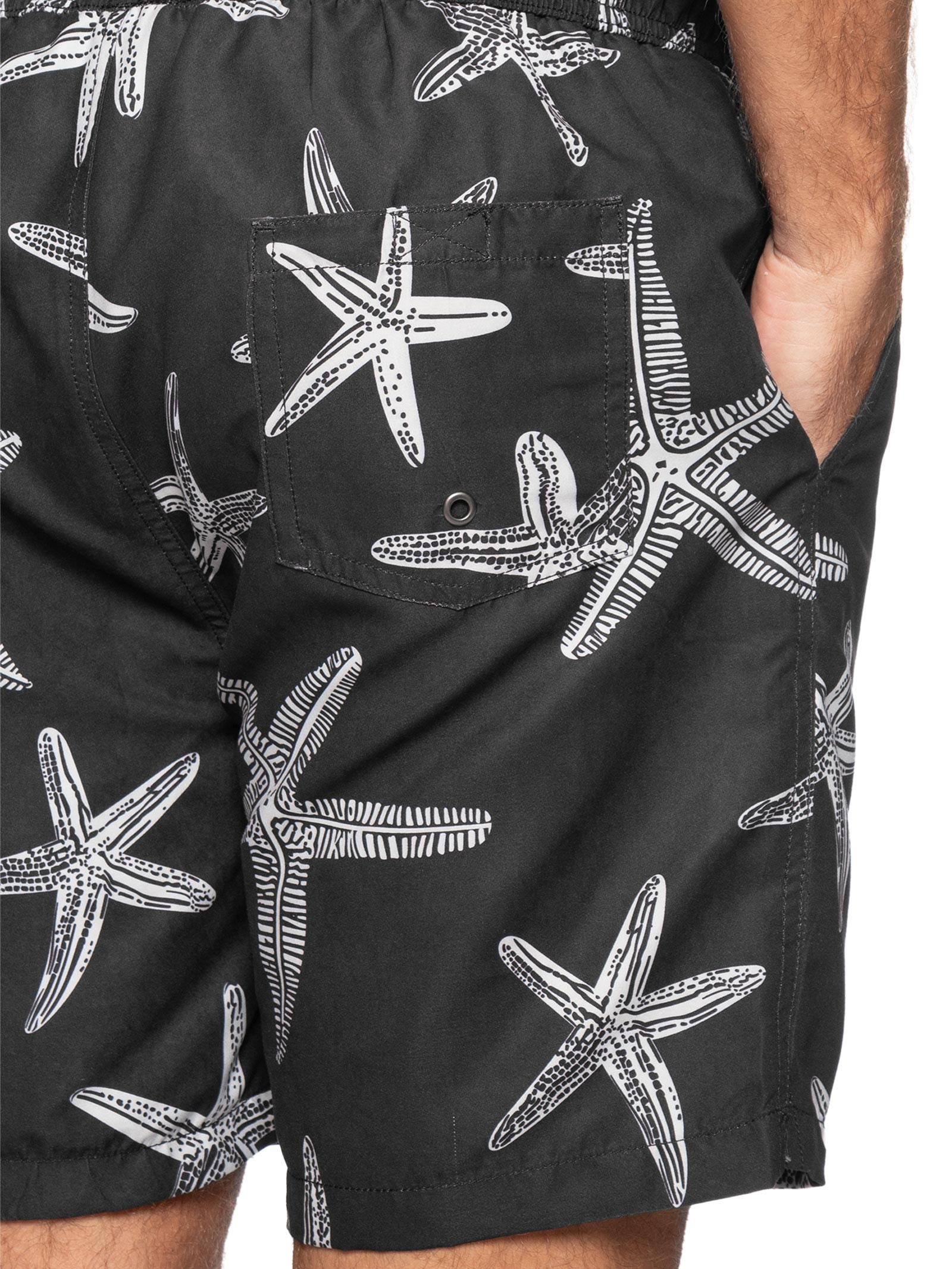 Short Masculino Beachwear Estampa Estrela do Mar Preto Basiq Men