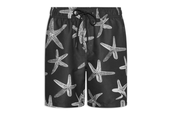 Short Masculino Beachwear Estampa Estrela do Mar - Preto