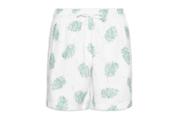 Short Masculino Beachwear Estampa Folhagem - Branco