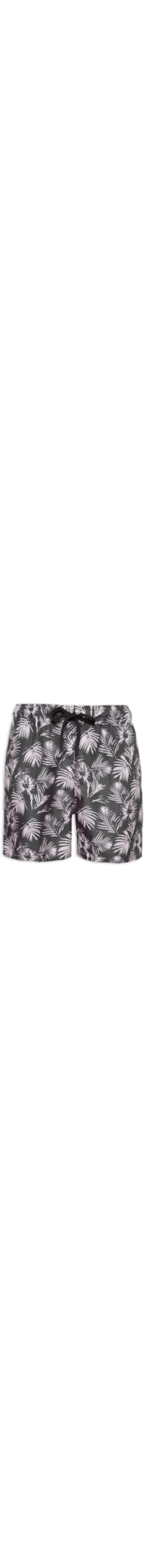 Short Masculino Beachwear Estampa Folhagem - Preto