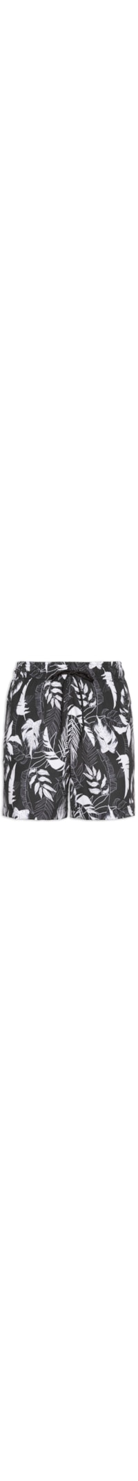 Short Masculino Beachwear Estampa Folhagem - Preto