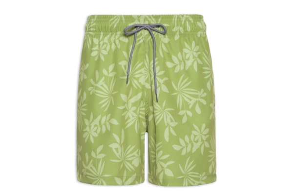 Short Masculino Beachwear Estampa Folhagem - Verde