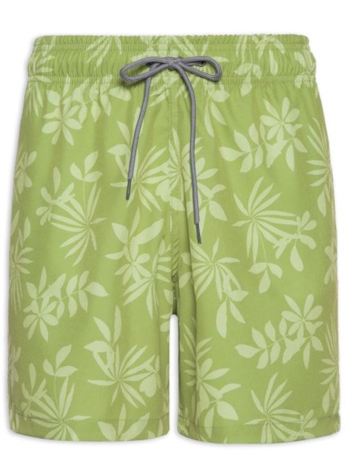 Short Masculino Beachwear Estampa Folhagem - Verde