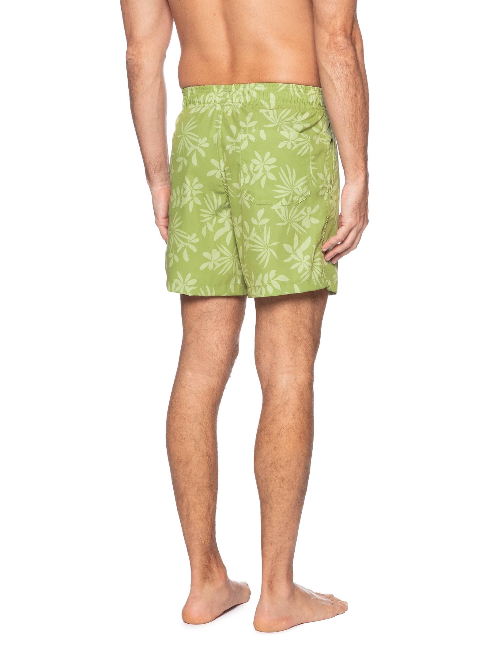 Short Masculino Beachwear Estampa Folhagem Verde Basiq Men