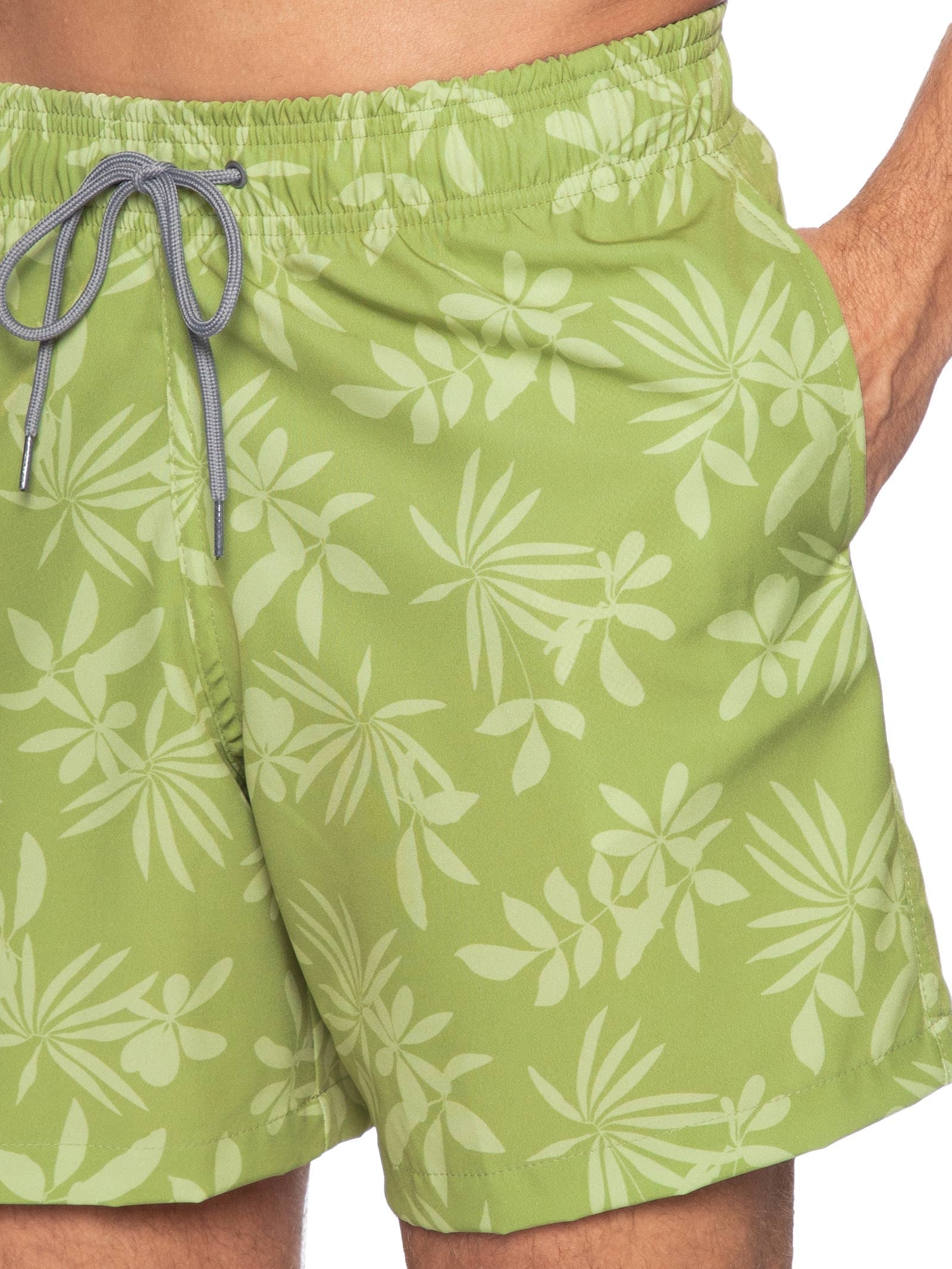 Short Masculino Beachwear Estampa Folhagem Verde Basiq Men