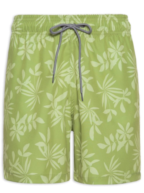 Short Masculino Beachwear Estampa Folhagem – Verde