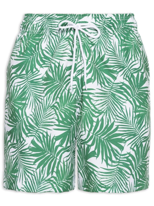 Short Masculino Beachwear Estampa Folhagem – Verde