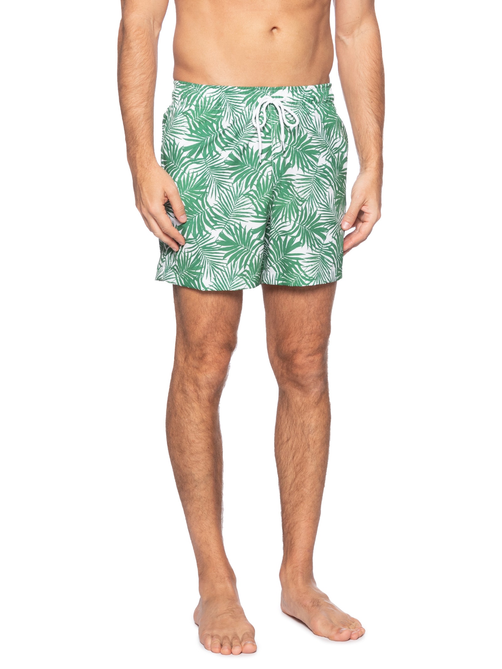 Short Masculino Beachwear Estampa Folhagem Verde Basiq Men