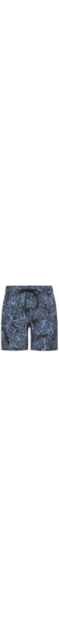Short Masculino Beachwear Estampa Folhas - Preto