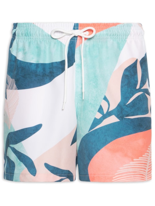 Short Masculino Beachwear Estampa Geométrica – Laranja