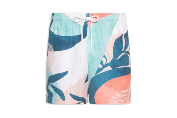 Short Masculino Beachwear Estampa Geométrica - Laranja