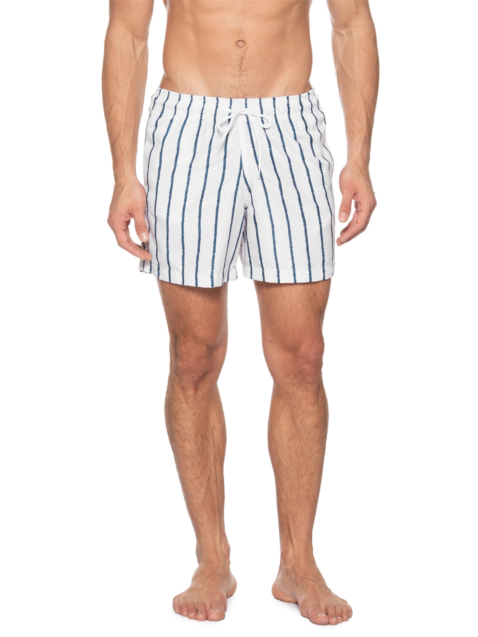 Short Masculino Beachwear Estampa Listras Branco '2 Essential