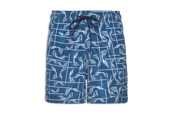 Short Masculino Beachwear Estampa Peixe - Azul