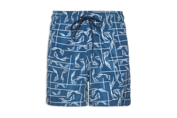Short Masculino Beachwear Estampa Peixe - Azul