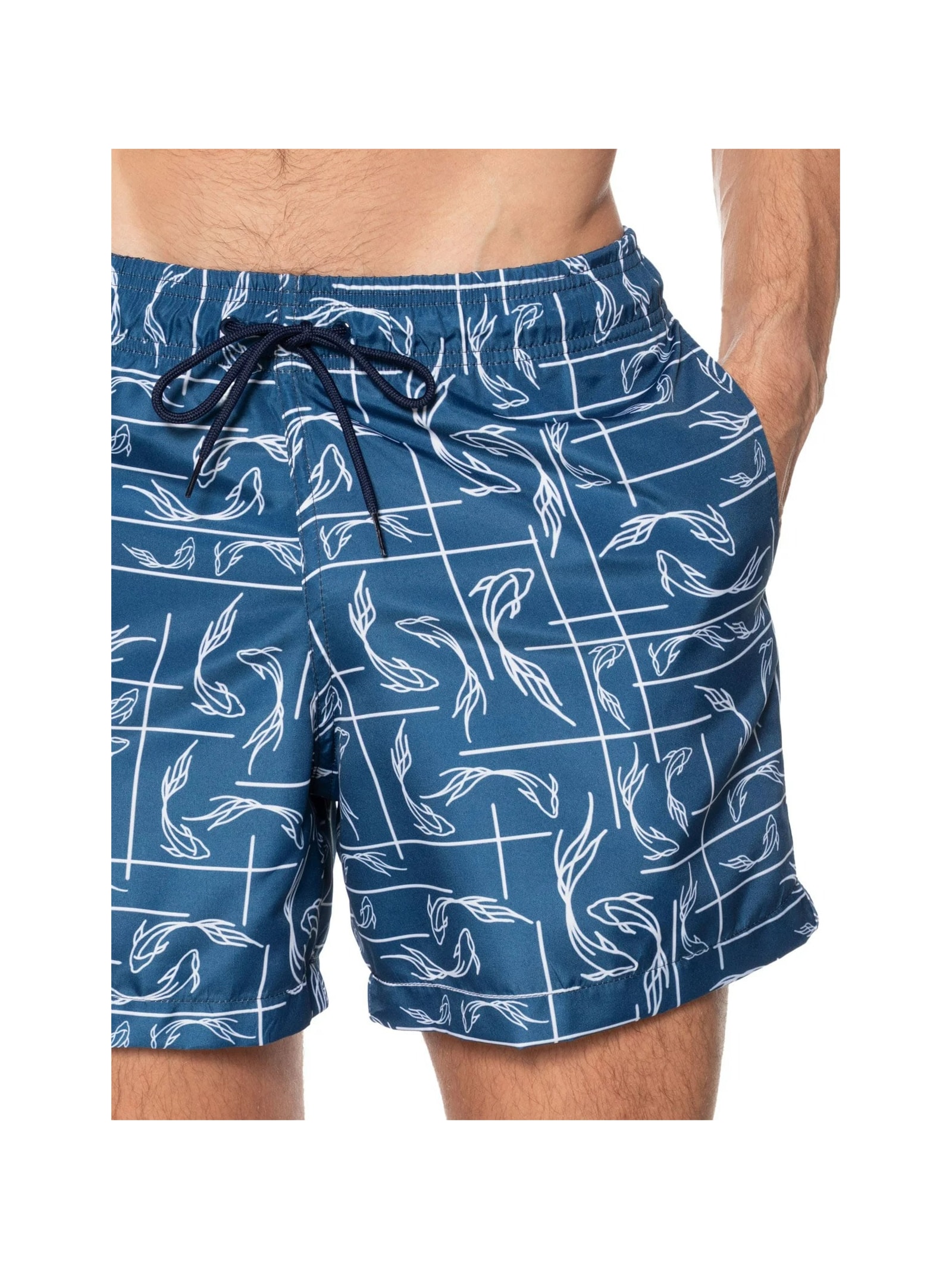 Short Masculino Beachwear Estampa Peixe Azul '2 Essential