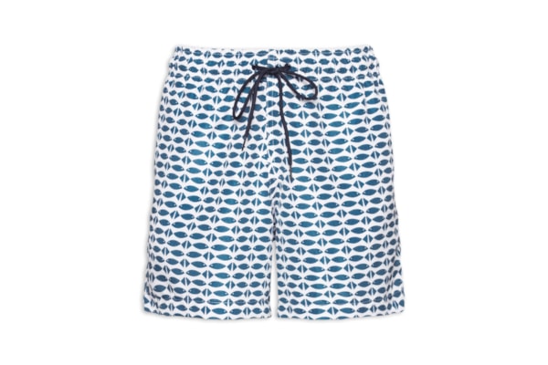Short Masculino Beachwear Estampa Peixes - Azul