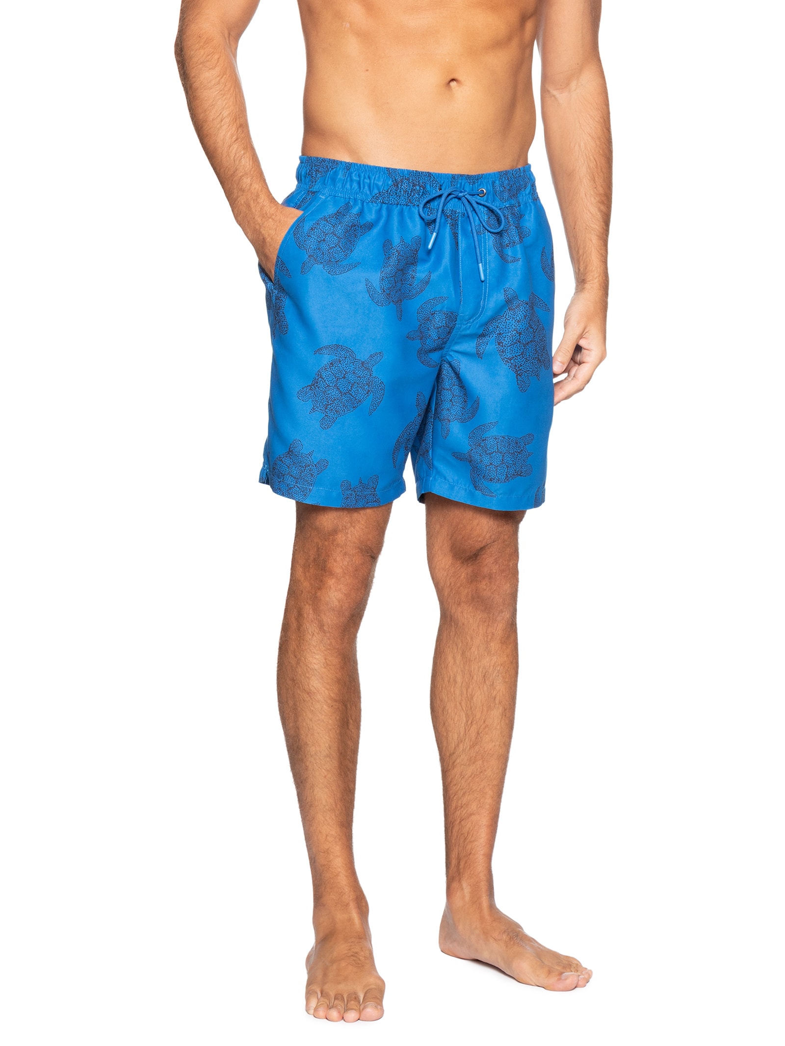 Short Masculino Beachwear Estampa Tartaruga Azul Basiq Men
