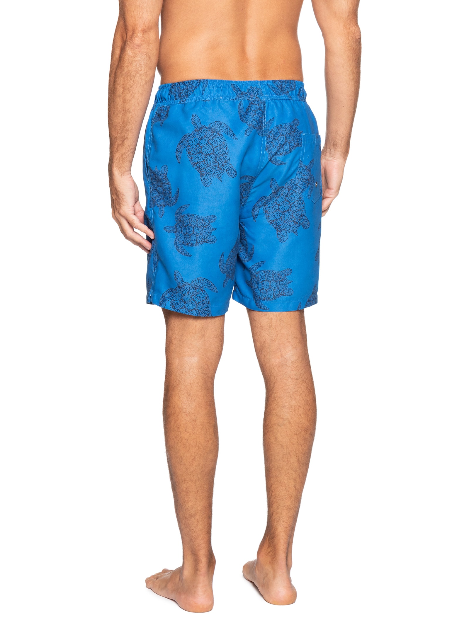 Short Masculino Beachwear Estampa Tartaruga Azul Basiq Men